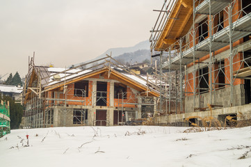 Fototapeta na wymiar construction site, house under construction, villa renovation