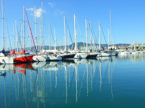 Sailing yachts in the marina. Matar&oacute;, Spain.