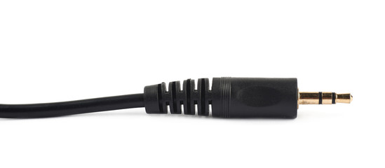 Black stereo audio plug cord