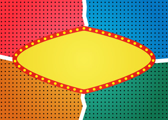 Retro banner on colorful halftone background