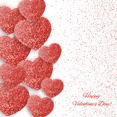 Festive background with heart made of glitters