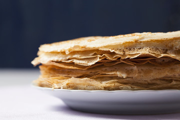 Stack of Russian-style pancakes