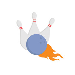 Bowling concept. Ball on fire. Strike