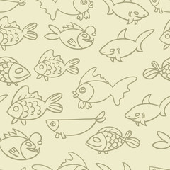 fish. Vector seamless pattern