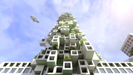concept future city skyline. Futuristic business vision concept. 3d illustration