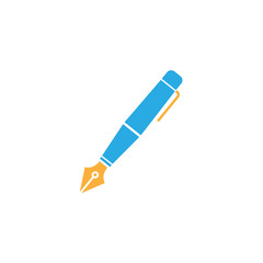 Fountain pen flat icon, education and school element, ink pen vector graphics, a colorful solid pattern on a white background, eps 10.