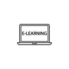 E-learning line icon, Education and school element, laptop and online education vector graphics, a linear pattern on a white background, eps 10.
