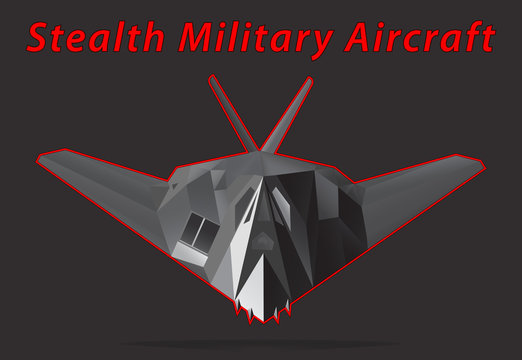 Stealth Military Aircraft. Black background. Vector illustration