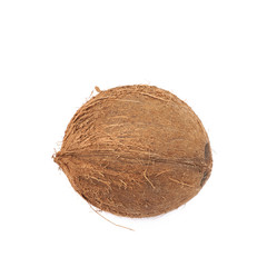 Single whole coconut isolated