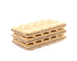 Pile of chocolate wafers isolated