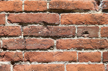 red bricks of an old historic wall