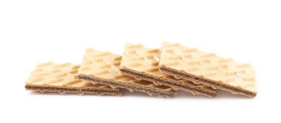 Pile of chocolate wafers isolated