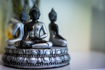 Oriental figure of meditation in a therapy center