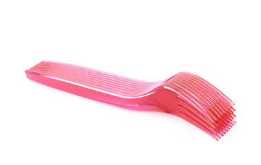 Pile of disposable forks isolated