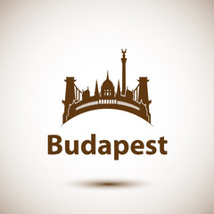 Vector city skyline with landmarks Budapest Hungary