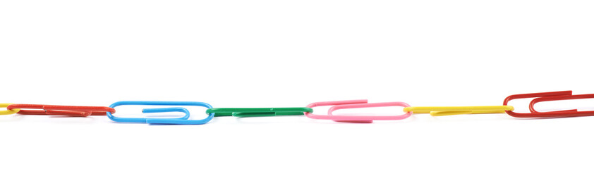 Line of office clips isolated