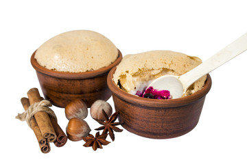 Pudding filling out of a jam