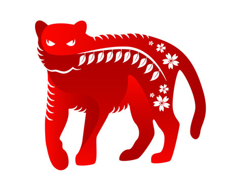 Modern Abstract Chinese Zodiac Animal Illustration, Tiger