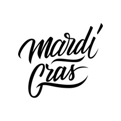 Mardi Gras calligraphic lettering text design. Creative typography for holiday greetings and invitation. Vector illustration.