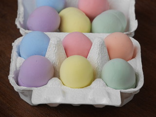 Pastel color play clay made Easter eggs