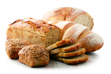 Composition with assorted baking products isolated on white