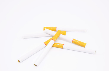 Few cigarettes with filter isolated on white background