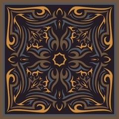 abstract symmetrical pattern in shades of brown framed renaissance style