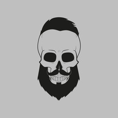 Vector illustration of skull with a beard