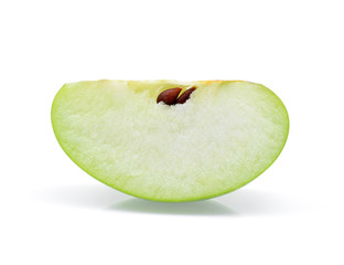 Green apple slice isolated on white background