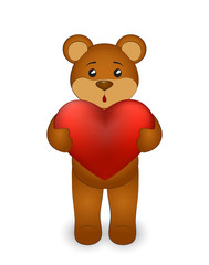 Brown teddy bear with a heart