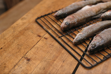 Fresh fish before cooking on the grill.