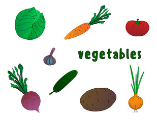 Vegetables set. Simple style.
