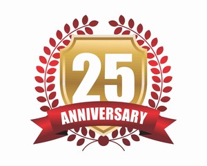 Anniversary Label badge logo template 25 th
