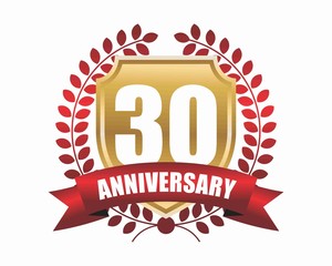 Anniversary Label badge logo template 30 th
