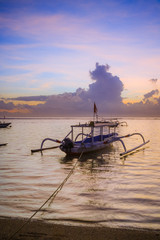 Sanur beach at Bali, Indonesia during sunrise