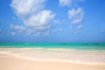Fototapeta na wymiar Zanzibar tropical sand beach, Tanzania