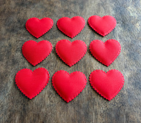 Valentines day red heart on wooden background, love concept