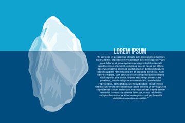 Iceberg above and under water. North sea poster with abstract iceberg. Vector illustration
