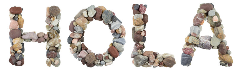 HOLA word with beach stones © yadali
