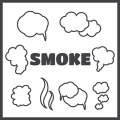 Steam, cloud and smoke vector icons set