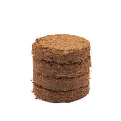 Compressed compost tablet isolated