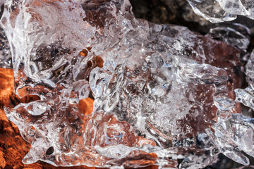 melting ice close up