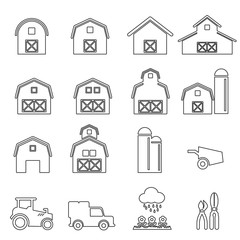barn icon line vector illustration © ronnarid