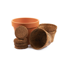 Empty ceramic flower pot isolated