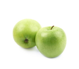 Pile of green apples isolated