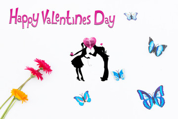 Happy Valentine's Day, Valentine's Day Greetings Card Concept, Valentine's Day Card on White Background