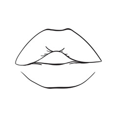 Hand drawn lips, colored lips isolated. Vector fashion illustration.