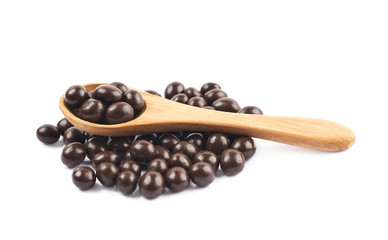 Pile of chocolate candies isolated