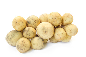 Langsat or wollongong on white background thai fruit.
