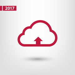 This image represents a cloud upload illustration icon, vector illustration. Flat design style